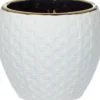 Wazony, Doniczki I Kosze Na Kwiaty-CN-164 Doniczka ceramiczna Konti 8 (biały/złoty)