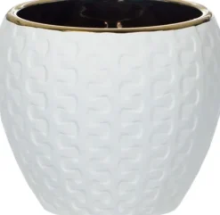 Wazony, Doniczki I Kosze Na Kwiaty-CN-164 Doniczka ceramiczna Konti 8 (biały/złoty)