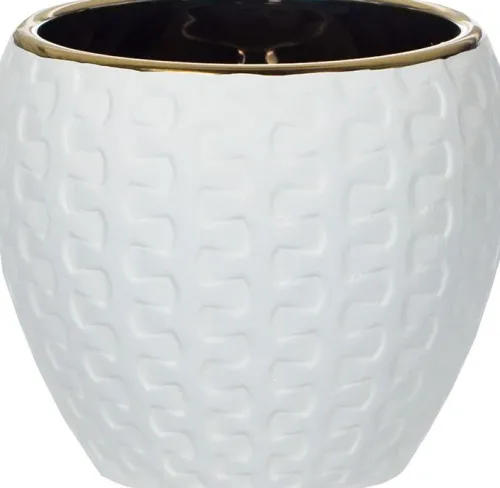 Wazony, Doniczki I Kosze Na Kwiaty-CN-164 Doniczka ceramiczna Konti 8 (biały/złoty)