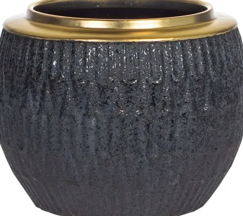 Wazony, Doniczki I Kosze Na Kwiaty-CN-164 Doniczka ceramiczna Konti 11 (czarny/złoty)