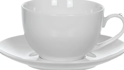 Zastawa Stołowa-CN-112 Filiżanka z ozdobną rączką+spodek Krystalis 23 (biały)