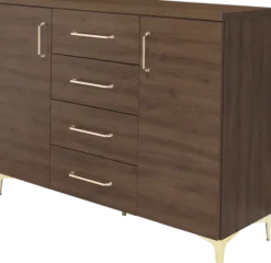 Komody Z Drzwiczkami-Bodzio Komoda z drzwiczkami i z 4 szufladami Bari (orzech Foresta)
