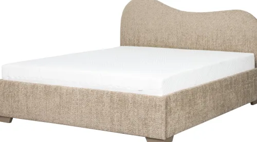 Łóżka|Łóżka-Bodzio Łóżko tapicerowane 160 Cloudi (boucle cappuccino) ze stelażem i pojemnikiem