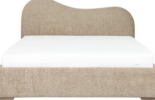 Łóżka|Łóżka-Bodzio Łóżko tapicerowane 160 Cloudi (boucle cappuccino) ze stelażem i pojemnikiem
