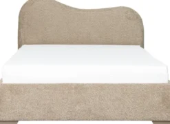 Łóżka|Łóżka-Bodzio Łóżko tapicerowane 140 Cloudi (boucle cappuccino) ze stelażem i pojemnikiem