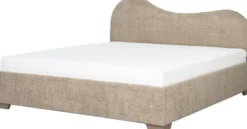 Łóżka|Łóżka-Bodzio Łóżko tapicerowane 180 Cloudi (boucle cappuccino) ze stelażem i pojemnikiem