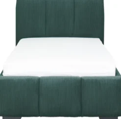 Łóżka|Łóżka Jednoosobowe-Bodzio Łóżko tapicerowane Mindy 90 (sztruks zielony) ze stelażem i pojemnikiem