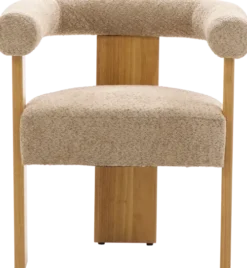Krzesła Do Jadalni-CN-280 Krzesło drewniane Velu 43 (boucle cappuccino/jasne drewno)