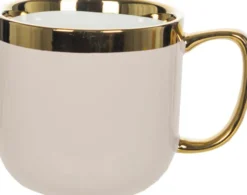 Kubki, Filiżanki I Miski-CN-176 Kubek ceramiczny Cindy 83 (beżowy ze złotym paskiem)