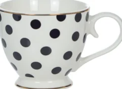Kubki, Filiżanki I Miski-CN-177 Kubek ceramiczny Cindy (biały w czarne kropki)