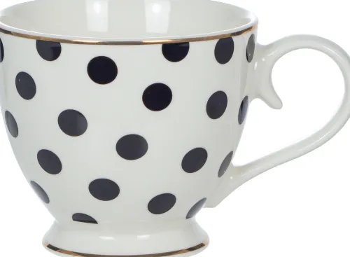 Kubki, Filiżanki I Miski-CN-177 Kubek ceramiczny Cindy (biały w czarne kropki)