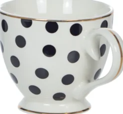Kubki, Filiżanki I Miski-CN-177 Kubek ceramiczny Cindy (biały w czarne kropki)