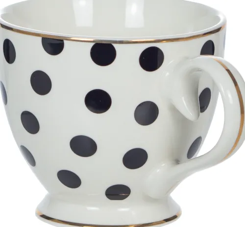 Kubki, Filiżanki I Miski-CN-177 Kubek ceramiczny Cindy (biały w czarne kropki)