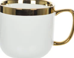 Kubki, Filiżanki I Miski-CN-176 Kubek ceramiczny Cindy 83 (biały ze złotym paskiem)