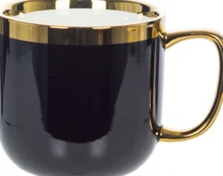 Kubki, Filiżanki I Miski-CN-176 Kubek ceramiczny Cindy 83 (czarny ze złotym paskiem)