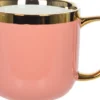 Kubki, Filiżanki I Miski-CN-176 Kubek ceramiczny Cindy 83 (różowy ze złotym paskiem)