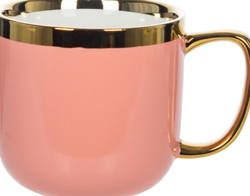 Kubki, Filiżanki I Miski-CN-176 Kubek ceramiczny Cindy 83 (różowy ze złotym paskiem)