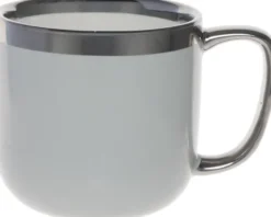 Kubki, Filiżanki I Miski-CN-176 Kubek ceramiczny Cindy 83 (szary ze srebrnym paskiem)