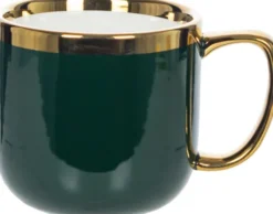 Kubki, Filiżanki I Miski-CN-176 Kubek ceramiczny Cindy 83 (zielony ze złotym paskiem)