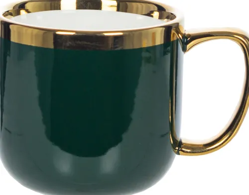 Kubki, Filiżanki I Miski-CN-176 Kubek ceramiczny Cindy 83 (zielony ze złotym paskiem)