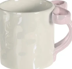 Kubki, Filiżanki I Miski-CN-194 Kubek z kokardką Bella 168 (biały z perłowym połyskiem/jasnoróżowy)