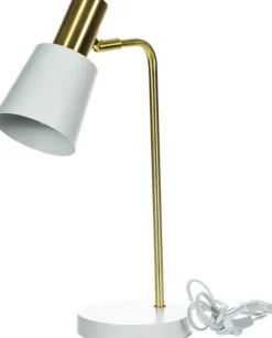 Lampki Nocne, Lampiony I Świece-CN-101 Lampka na biurko Boston 6 (biało/złota)