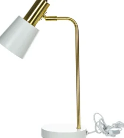 Lampki Nocne, Lampiony I Świece-CN-101 Lampka na biurko Boston 6 (biało/złota)