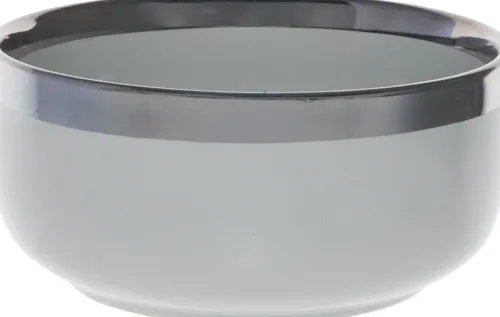 Kubki, Filiżanki I Miski-CN-176 Miseczka ceramiczna Cindy 83 szara ze srebrnym paskiem