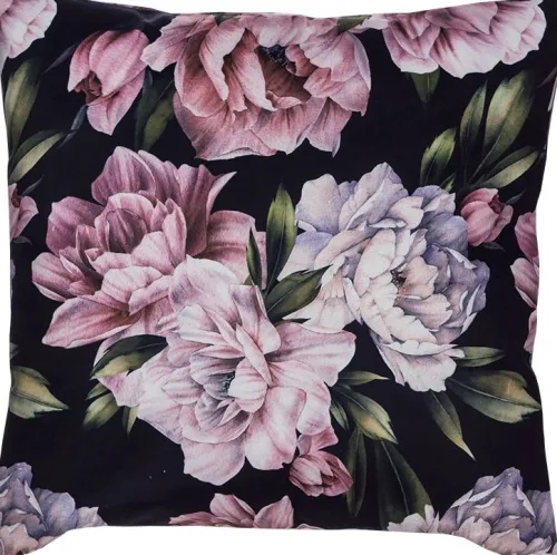 Poszewki Na Poduszki 45X45|Poduszki I Poszewki-CN-55 Poszewka Peony 117 (czarna w kwiaty)