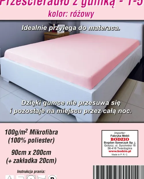 Nakrycie Łóżka-CN-45 Prześcieradło z gumką (różowe - 90x200cm)