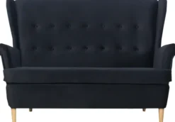 Sofy I Kanapy|Sofy Rozkładane-Bodzio Sofa 2-osobowa Werina (plusz czarny)