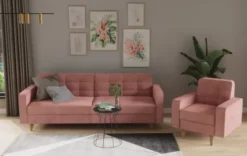 Sofy I Kanapy|Sofy Rozkładane-Bodzio Sofa Sewilla (plusz brudny róż)