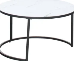 Stoliki|Stoliki I Ławy Do Salonu-CN-160 Stolik kawowy 80 cm Marbi 9 (biały-marmur)