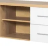 Szafki|Szafki-Bodzio Stolik RTV 138 cm Panama (biały połysk/dąb Soma ciemny)