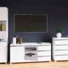 Szafki|Szafki-Bodzio Stolik RTV LED Aga (biały połysk)