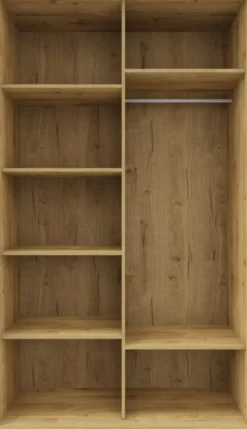 Szafy Z Lustrem|Wysokie Szafy-Bodzio Szafa przesuwna lustra 120cm (biały połysk/lustro/dąb Soma ciemny)