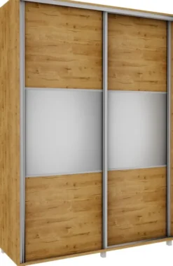 Wysokie Szafy|Szafy Z Lustrem-Bodzio Szafa przesuwna lustra 150cm (dąb soma ciemny)