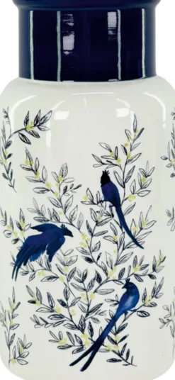 Wazony, Doniczki I Kosze Na Kwiaty|Dekoracje - Ozdoby-CN-175 Wazon ceramiczny Pavone 43 (biały/niebieski)