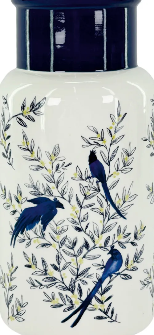 Wazony, Doniczki I Kosze Na Kwiaty|Dekoracje - Ozdoby-CN-175 Wazon ceramiczny Pavone 43 (biały/niebieski)