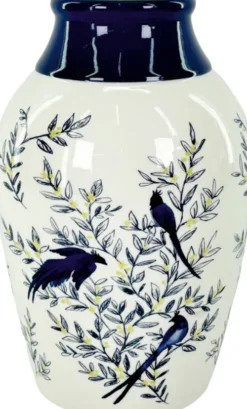 Wazony, Doniczki I Kosze Na Kwiaty|Dekoracje - Ozdoby-CN-175 Wazon ceramiczny Pavone 44 (biały/niebieski)