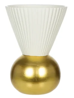 Wazony, Doniczki I Kosze Na Kwiaty-CN-121 Wazon Naturos 33 (biały/złoty)