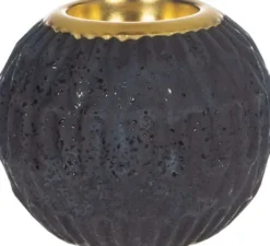 Świeczniki Na Stół|Świeczniki Nowoczesne-CN-164 Świecznik ceramiczny Konti 22 (czarny/złoty)