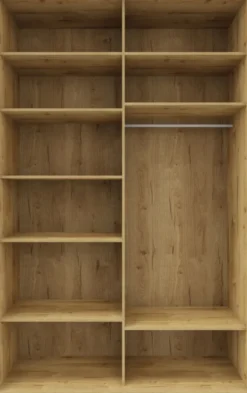 Szafy Pokojowe Na Ubrania|Szafy I Nadstawki-Bodzio Wysoka szafa przesuwna 150 cm lustra (dąb Soma ciemny/czarne okucia)