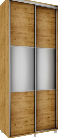Wysokie Szafy|Szafy Z Lustrem-Bodzio Wysoka szafa przesuwna lustra 100cm (dąb soma ciemny)