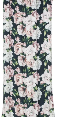 Firany I Zasłony-CN-55 Zasłona Peony (czarna w kwiaty)