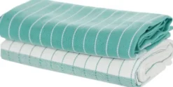 Tekstylia Kuchenne-CN-83 Zestaw dwóch ściereczek kuchennych 4 (biało/miętowy)